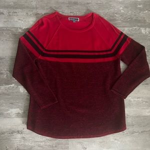 Karen Scott black and red striped lightweight sweater